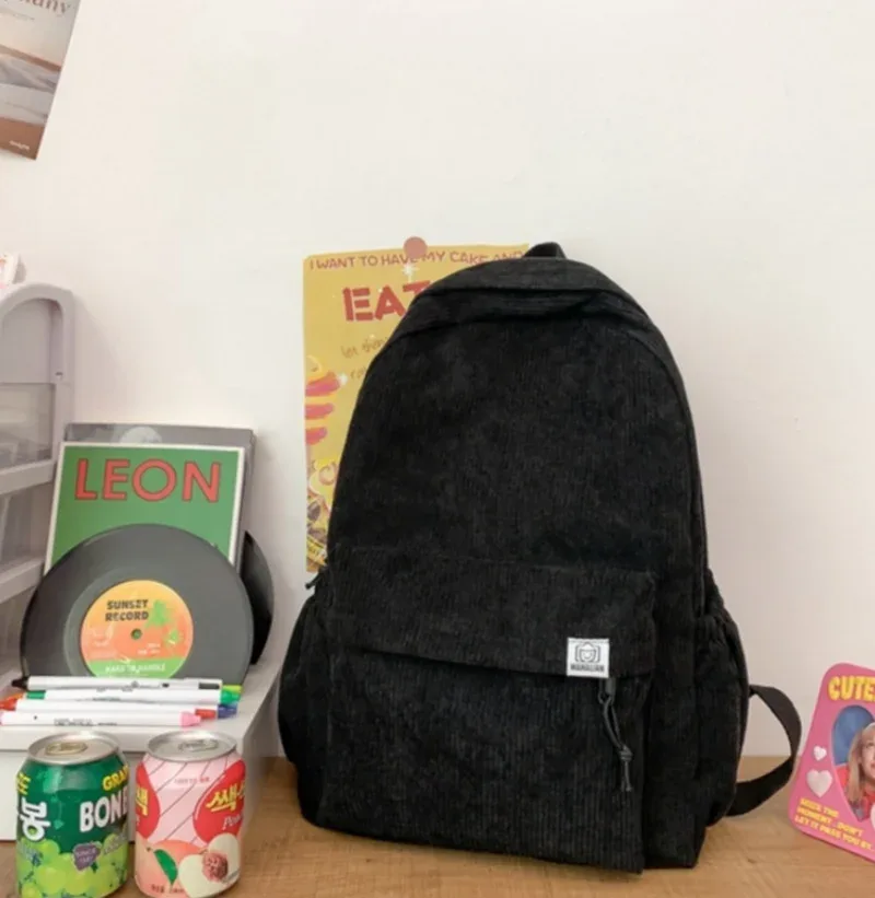 sac à dos personnalisé de grande capacité avec nom personnalisé, sac d'ordinateur de voyage de loisirs pour étudiants, sac en velours côtelé solide pour documents