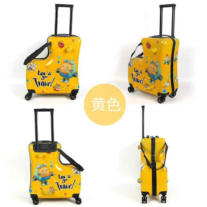 les valises de voyage pour enfants peuvent s'asseoir et monter sur les bagages à roulettes, valises mignonnes de dessin animé pour enfants sur roues, valise à mot de passe de cabine de 20 pouces