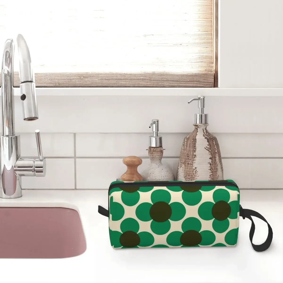 orla kiely-trousse de toilette de voyage à imprimé personnalisé de fleur d'émeraude, sacs de rangement de maquillage et de cosmétique pour femme, trousse de trousse dopp