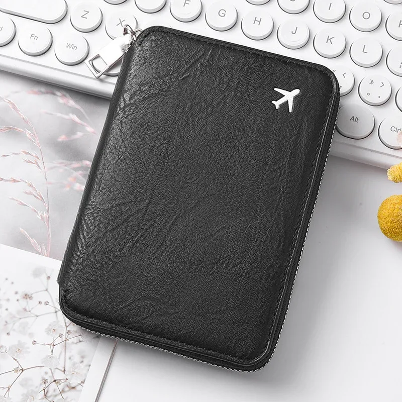 étui pour passeport d'identification à fermeture éclair, étui pour cartes organisateur de billets de grande capacité, porte-passeport de voyage a-dh