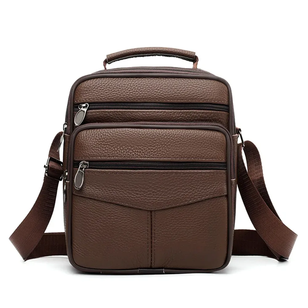 sac à main en cuir naturel pour homme, petite taille, compartiment pour tablette, sac à bandoulière en cuir véritable, style messager
