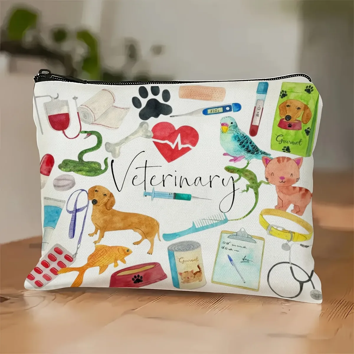 sac de maquillage mignon chien maman, pochette cosmétique de voyage en polyester avec fermeture éclair, cadeau de noël et d'anniversaire, pochette à fermeture éclair