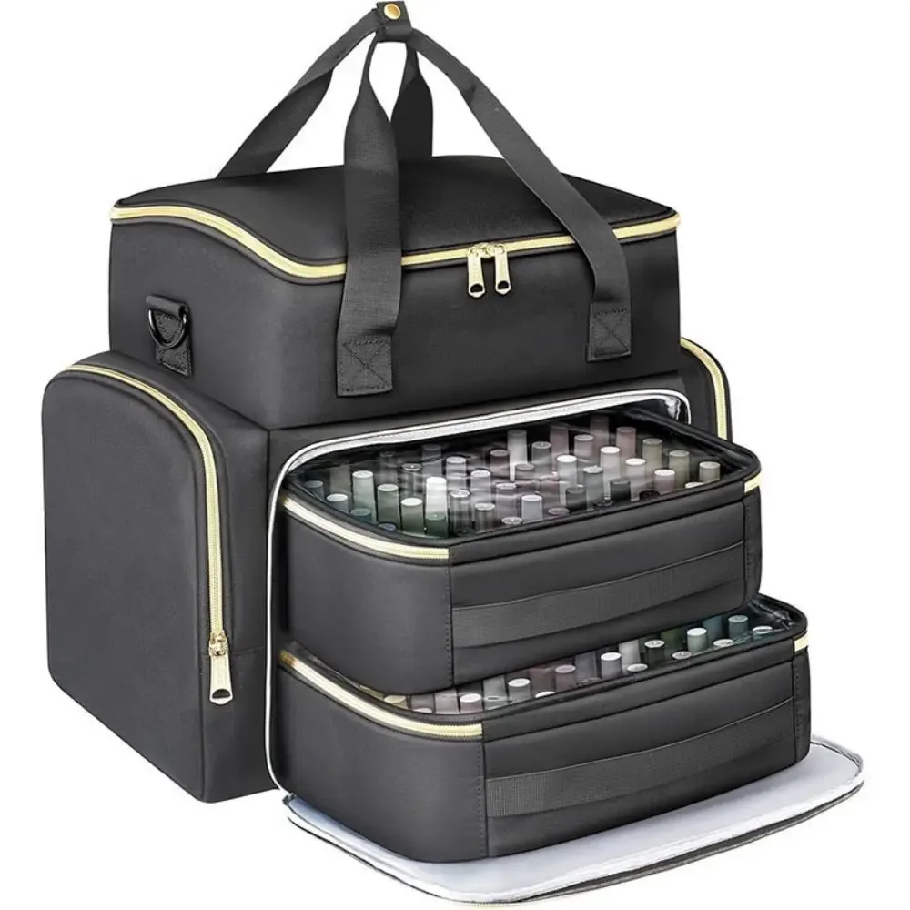 sac de rangement pour vernis à ongles grande capacité avec bandoulière, sac de rangement portable pour huiles essentielles, trousse de maquillage à 96 compartiments