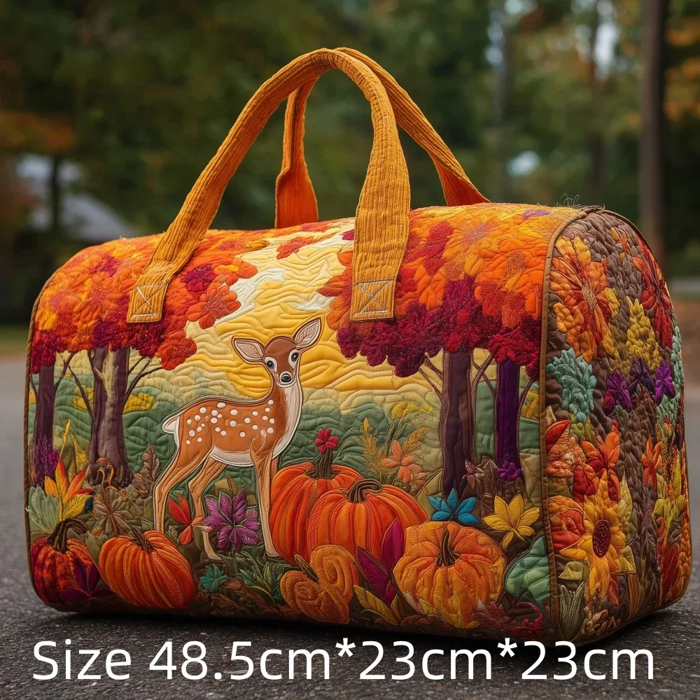 sac de voyage matelassé 3d imprimé cerf de la forêt, sac polochon fourre-tout avec poignées supérieures, bagage vintage style cabine pour femmes et hommes, idéal pour la gym, le sport et les voyages, bagage à main