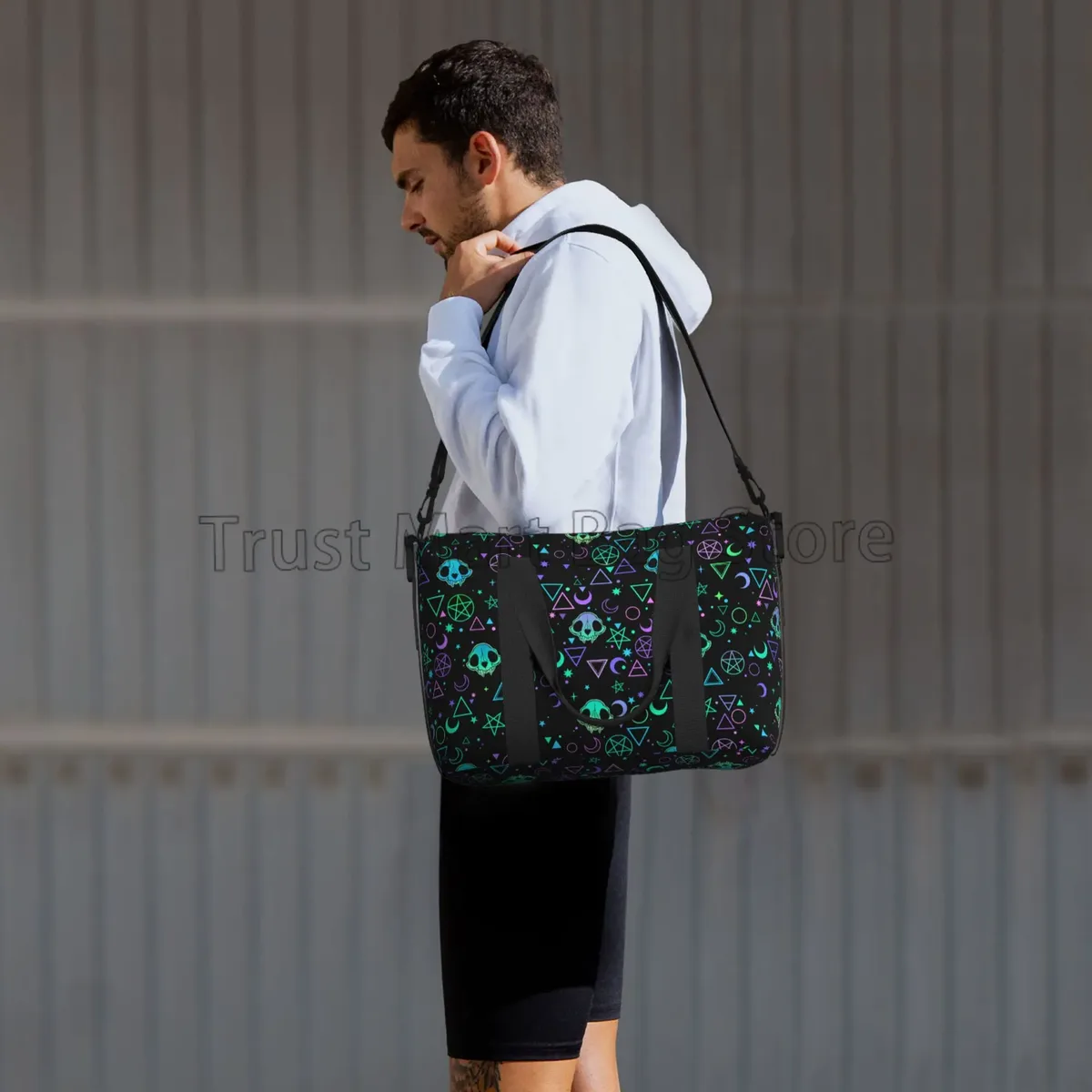 sac de voyage à imprimé crânes magiques, sac à main polyvalent, sac de week-end, sacs de nuit, unisexe, décontracté, étanche, sport, salle de sport, yoga, bagages