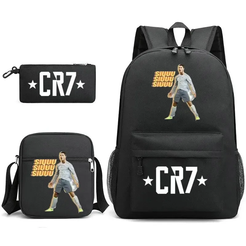 sacs d'école de cosplay football cr7, sac à dos pour ordinateur portable, pour adolescents garçons et filles, 3 pièces/ensemble