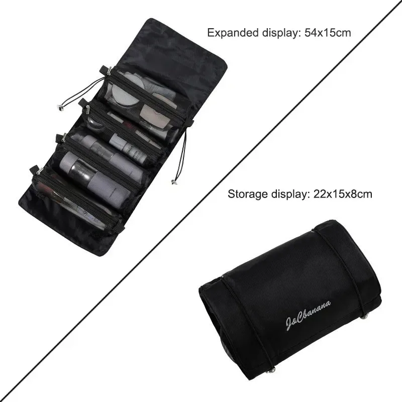 trousse de maquillage de voyage avec double fermeture éclair, grande capacité, organiseur de cosmétiques avec poignée, rangement portable pour articles de toilette pour femmes