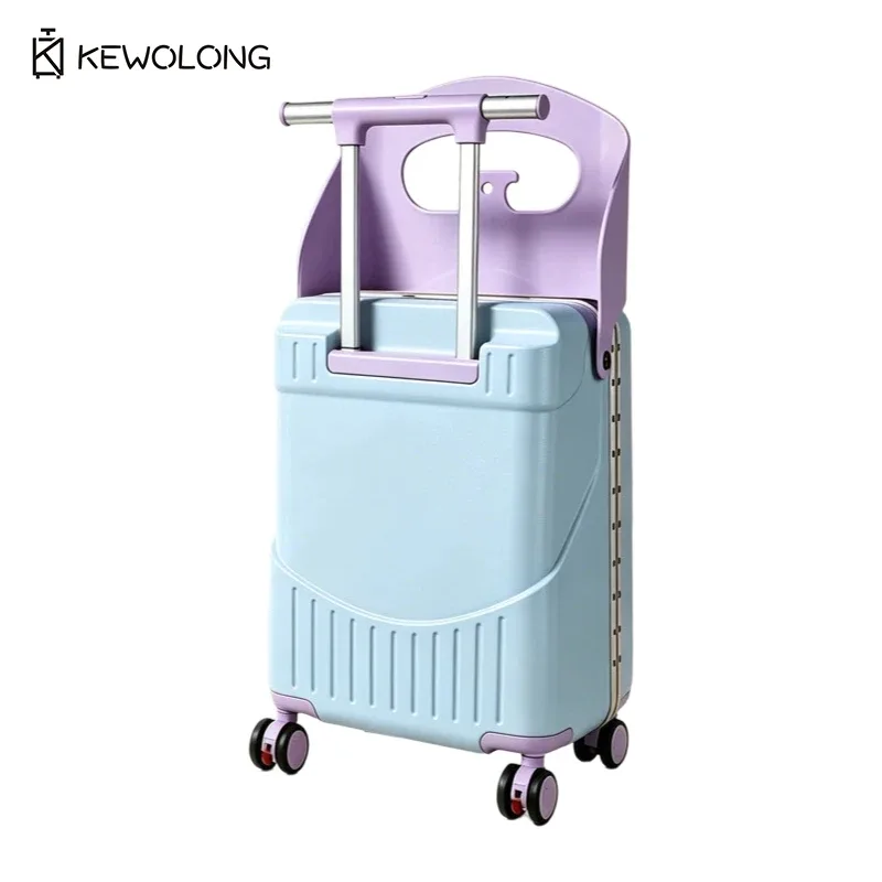 valise à roulettes pour enfants de 20 pouces, bagage de voyage 2-en-1 pour tout-petits avec siège et roues pivotantes, trolley léger.