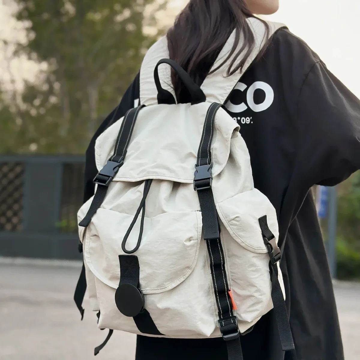 sac à dos léger à cordon extérieur de style japonais pour filles, sac à dos de voyage décontracté, sac d'école de sport pour hommes, grande capacité, cyclisme, voyage d'affaires, sens haut de gamme