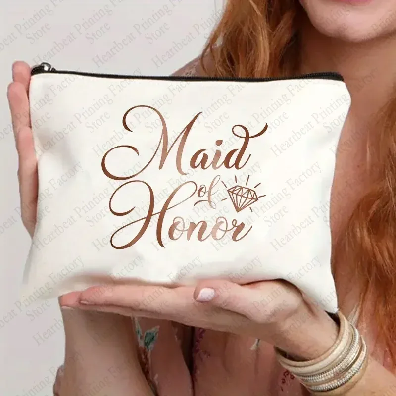 trousse de maquillage de mariée de mariage, sacs à cosmétiques pour enterrement de vie de jeune fille, pochette de rangement de fête, cadeaux de toilette de demoiselle d'honneur, meilleur cadeau pour les mariées