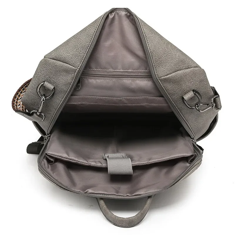sac à dos/bandoulière portefeuille en cuir pu imperméable et antivol pour femme, grande capacité, style rétro, idéal pour les voyages, le travail et les études.