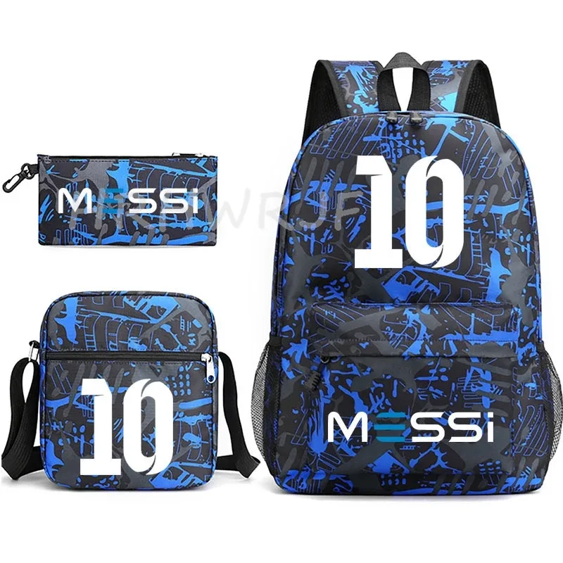 Sac à dos de football Messi imprimé, grande capacité, sacs d'école avec étui à stylos décontracté, sac à bandoulière, sac de sport NO 10, sacs de voyage pour femmes et hommes