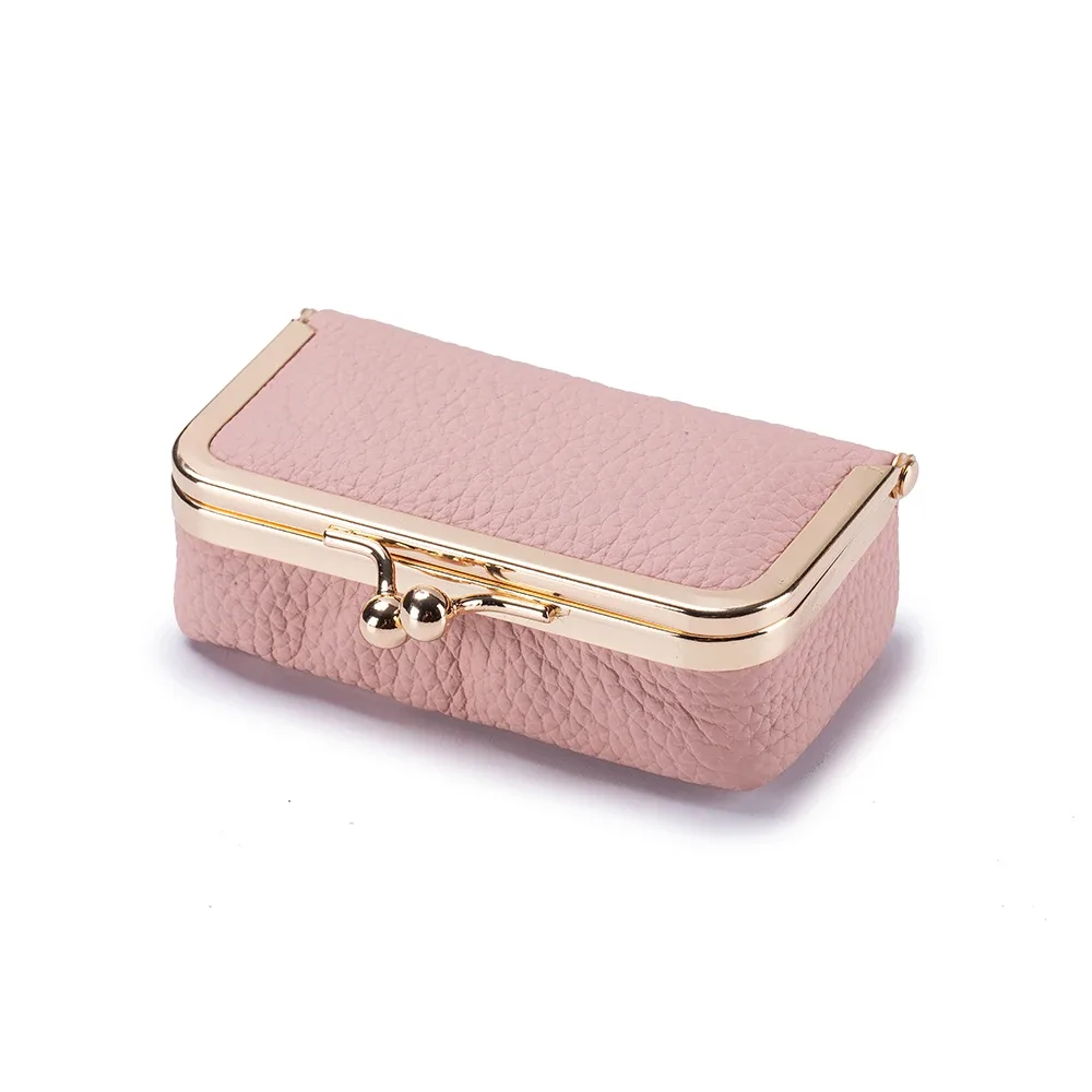 pochette à rouge à lèvres portable avec miroir de maquillage, sac à bijoux en pu exquis, couleur unie, sac cosmétique multifonctionnel pour le rangement