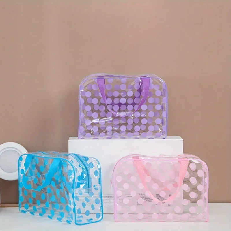 sac de rangement de voyage transparent, 1 pièce - trousse de maquillage transparente portable, trousse de maquillage de voyage, sac à fermeture éclair en pvc, indispensable pour les vacances