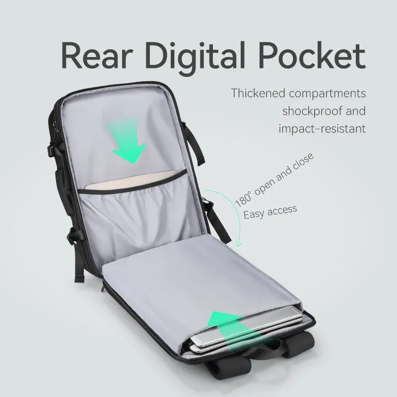 sac à dos de voyage d'affaires mark ryden, sac à dos pour ordinateur portable imperméable avec compression automatique par aspiration, sac de rangement