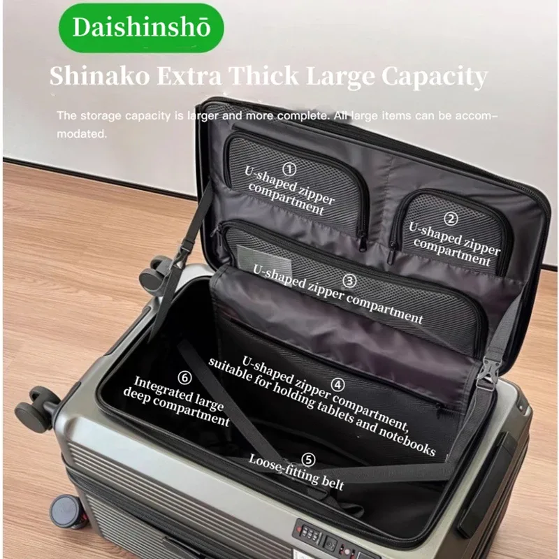 valise pc gris compartiments glissières ceinture poignée latérale verrouillage code roue frein expansion latère ajustable voyage
