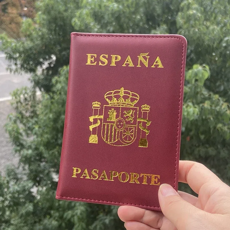 couverture de passeport espagnol, portefeuille de voyage, étui en cuir pu, porte-documents de voyage, couvertures de haute qualité pour passeports