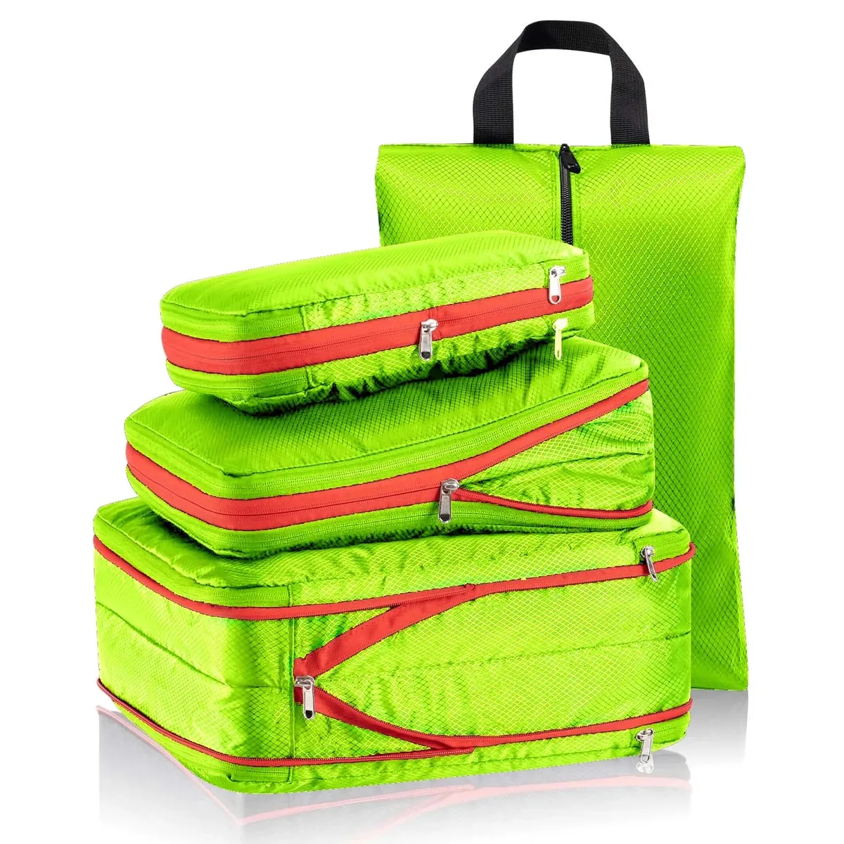 organisateur voyage compression double sacs rangement tissu noir bordure rouge polyvalent transport chaussures vêtements