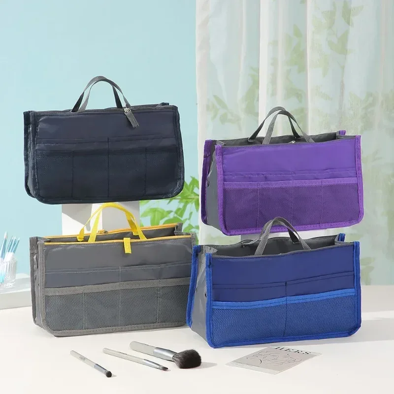 trousse de toilette de voyage multifonctionnelle à double fermeture éclair, grande capacité, organisateur de cosmétiques à plusieurs compartiments, pochette portable