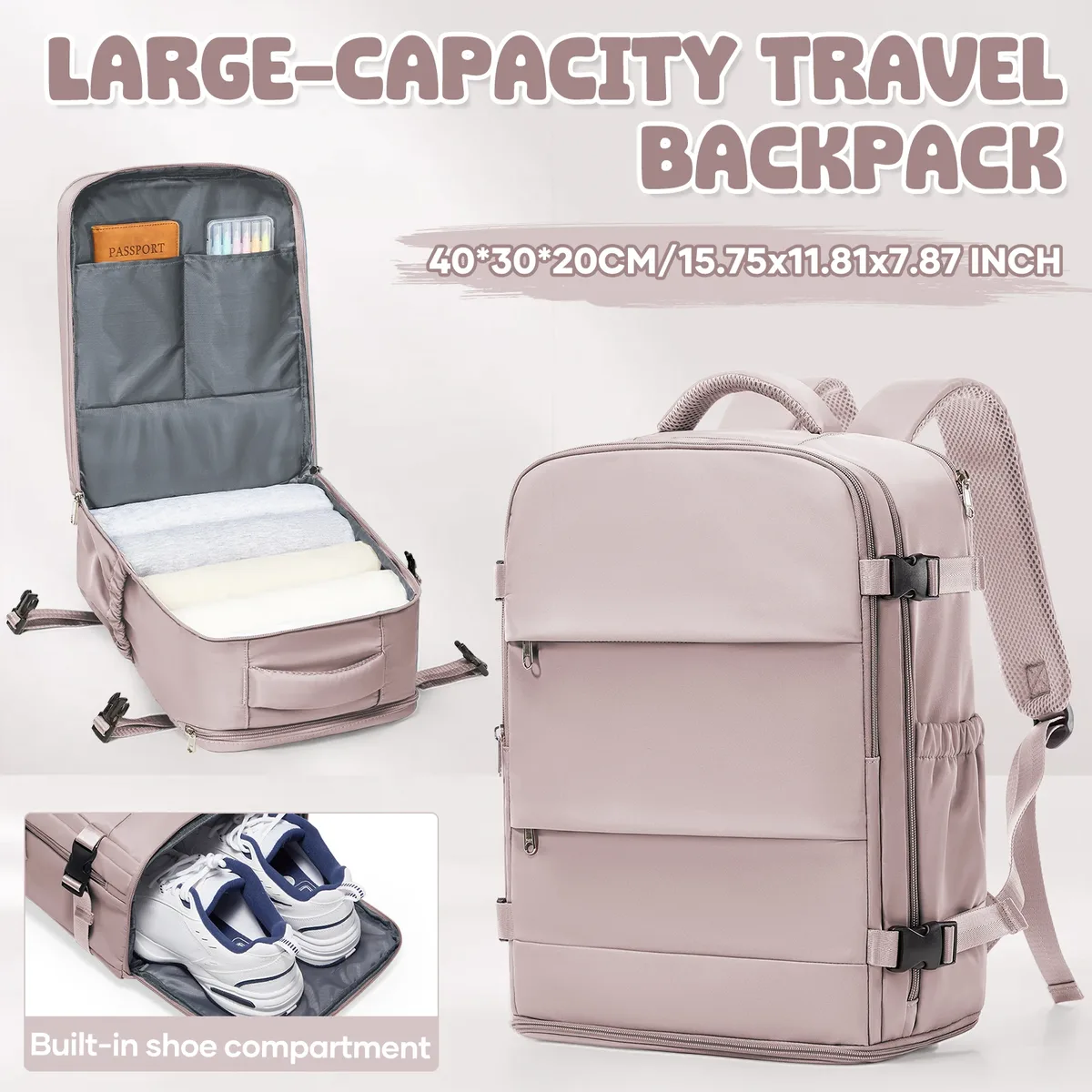 sac à dos de voyage pour femmes et hommes, bagage à main 40x30x20 pour ryanair, sac de voyage pour cabine, sac à dos pour l'université, sac pour ordinateur portable imperméable pour le travail