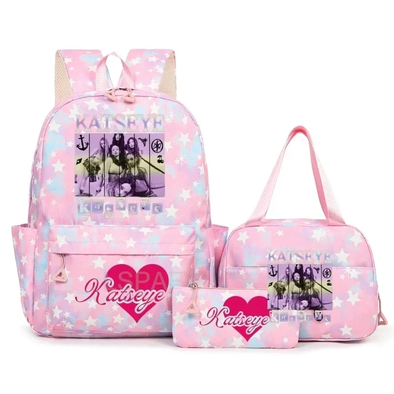 sac à dos amusant katseye pour adolescents, sac de voyage à double bandoulière, sac à crayons, sac à déjeuner, sac à livres décontracté pour étudiants, sac d'école pour filles, grande capacité, mochila