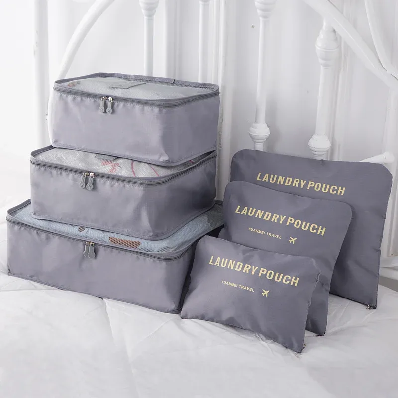 ensemble de 6/8 pièces, organisateur de voyage, sacs de rangement, valise, ensemble d'emballage, étuis de rangement, organisateur de bagages portables, pochette pour vêtements et chaussures