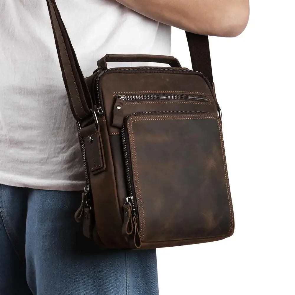 joyir nouveau cuir véritable hommes vintage sacs à main petit rabat hommes sac à bandoulière décontracté bureau sacs de messager mode sac à bandoulière