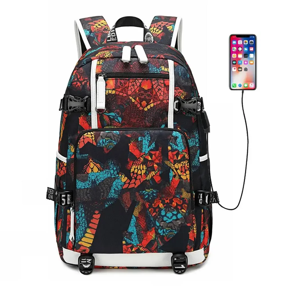 Sac à dos imprimé Oxford pour hommes, sac à dos avec Port USB, sacs d'école pour adolescentes, ordinateur portable de voyage pour femmes