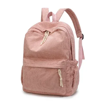 sac dos velours côtelé broderie personnalisation voyage grande capacité pliable extensible poche intérieure poche extérieure bandoulière arquée fermeture éclair