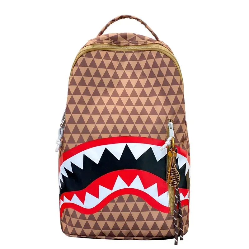 sac requin à carreaux pour hommes, sac à dos de voyage de rue de grande capacité, matériau en nylon, doublure en polypropylène, épaule polyvalente st