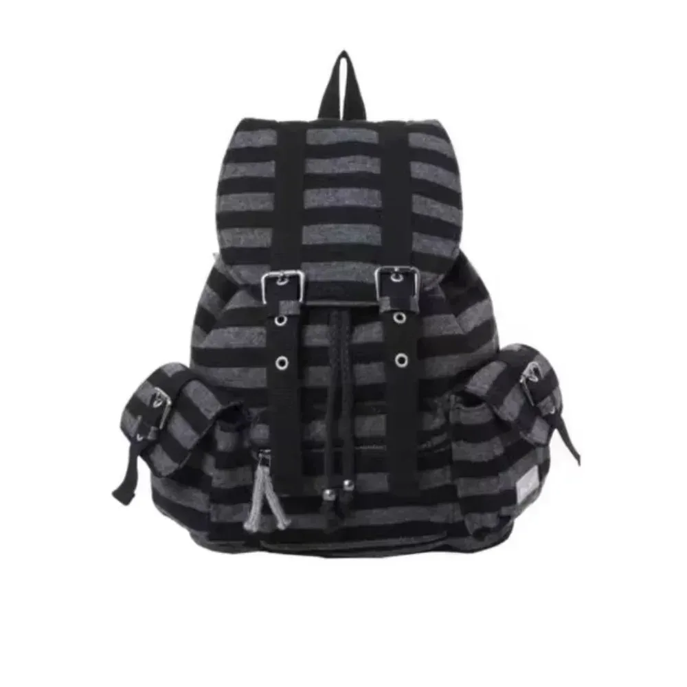 sacs à dos de style coréen unisexe, sacs à livres à rayures plates, sacs fourre-tout souples de grande capacité, conception de ficelle de proximité, haute qualité
