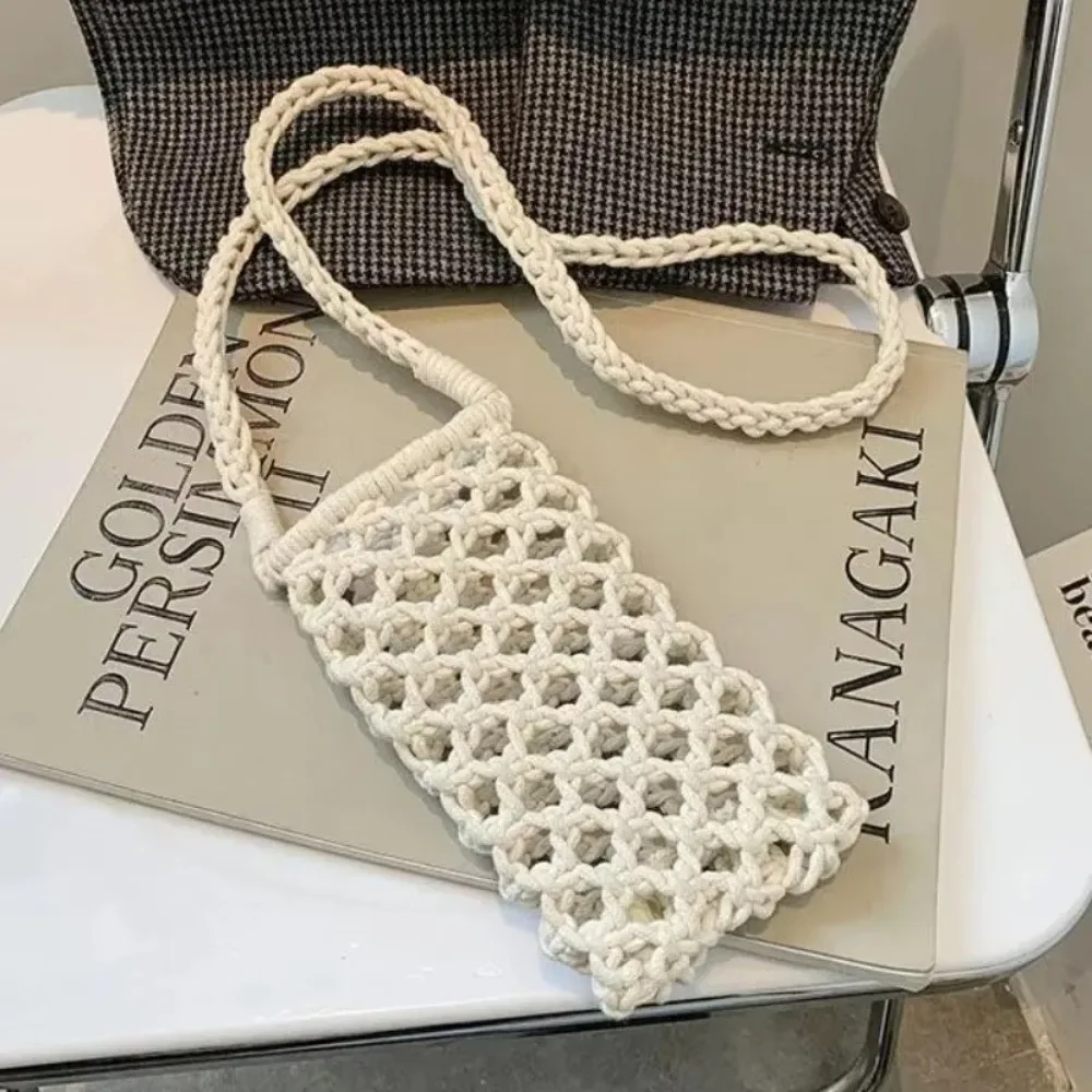 petit sac à bandoulière en crochet tissé ajouré pour femmes, sac à main léger tressé de couleur unie, sacs à bandoulière