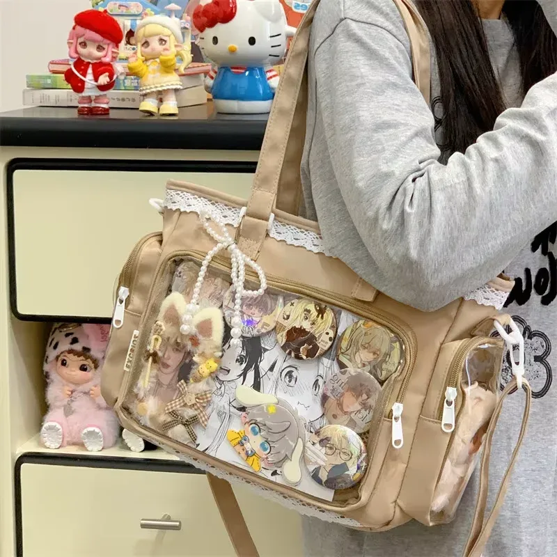 y2k mignon japonais ins ita sac lolita fille fourre-tout transparent sac à bandoulière grande capacité sac à bandoulière décontracté bricolage affichage sacs à main