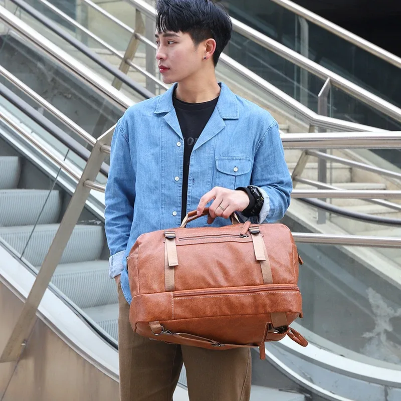 sacs à dos en pu solide de haute qualité, grande capacité, sens du luxe, multifonctionnel, durable, sacs de voyage pour hommes, décontracté, nouveau, 2025