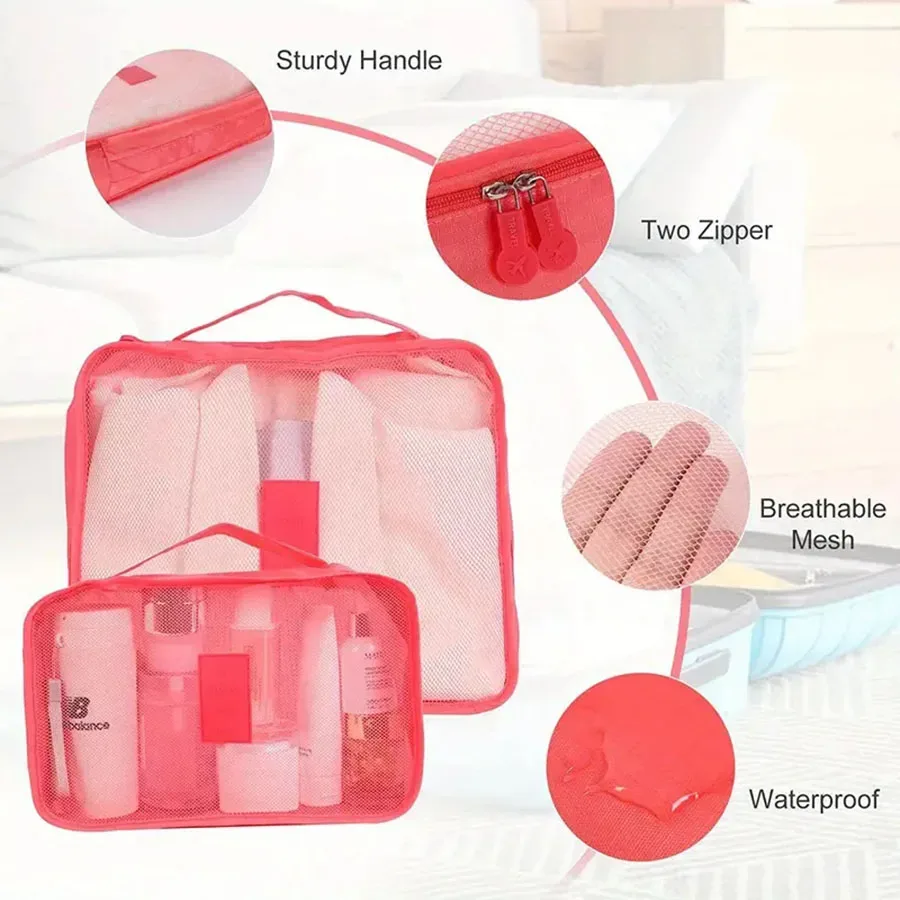 organisateur voyage nylon fleur rose gris rouge kaki vert violet marron orange noir beige transparence pratique elégant compression vêtement cosmétique toilette
