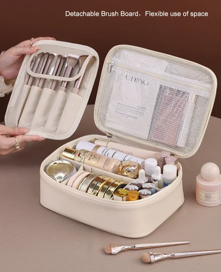 sac à cosmétiques pour femmes, trousse de maquillage à double couche, grande capacité, organiseur de cosmétiques de luxe, essentiels de voyage, sac à cosmétiques pour femmes