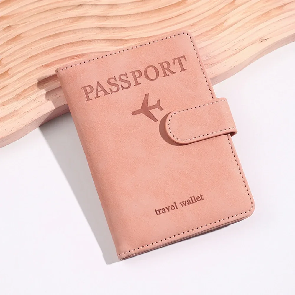 porte-passeport rfid personnalisé en pu pour homme, 2 styles d'enveloppes, motif avion imprimé, portefeuille de passeport antivol, minimaliste