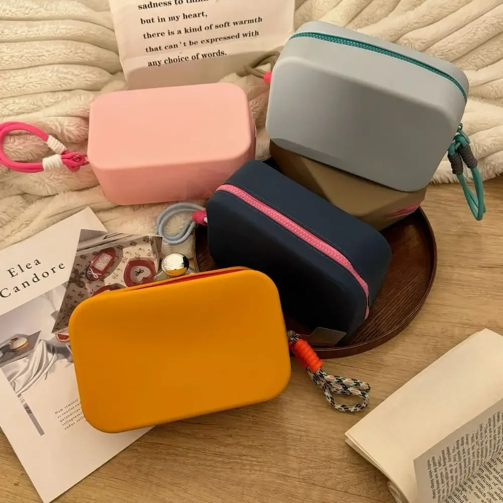 pochette à fermeture éclair, sac de rangement en silicone, porte-carte de crédit, sacs de rouge à lèvres, porte-maquillage en silicone, étanche, grande capacité