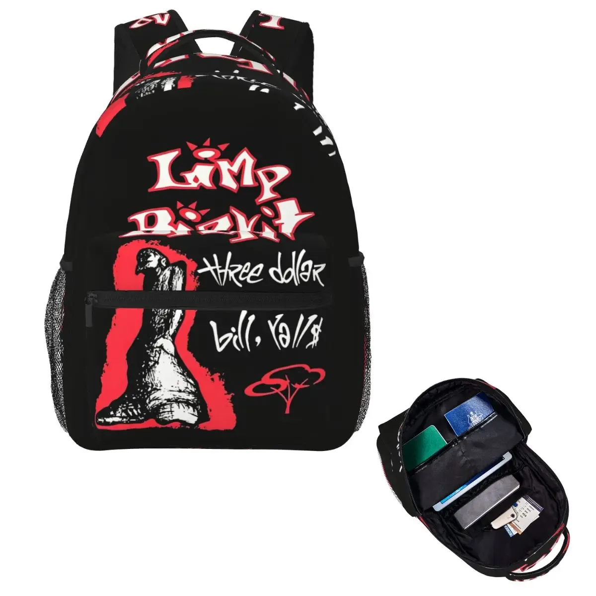 sac à dos d'étudiant à imprimé graphique limp bizkit, sac d'école, sac à dos de randonnée, sac de voyage pour hommes et femmes, sac à bandoulière