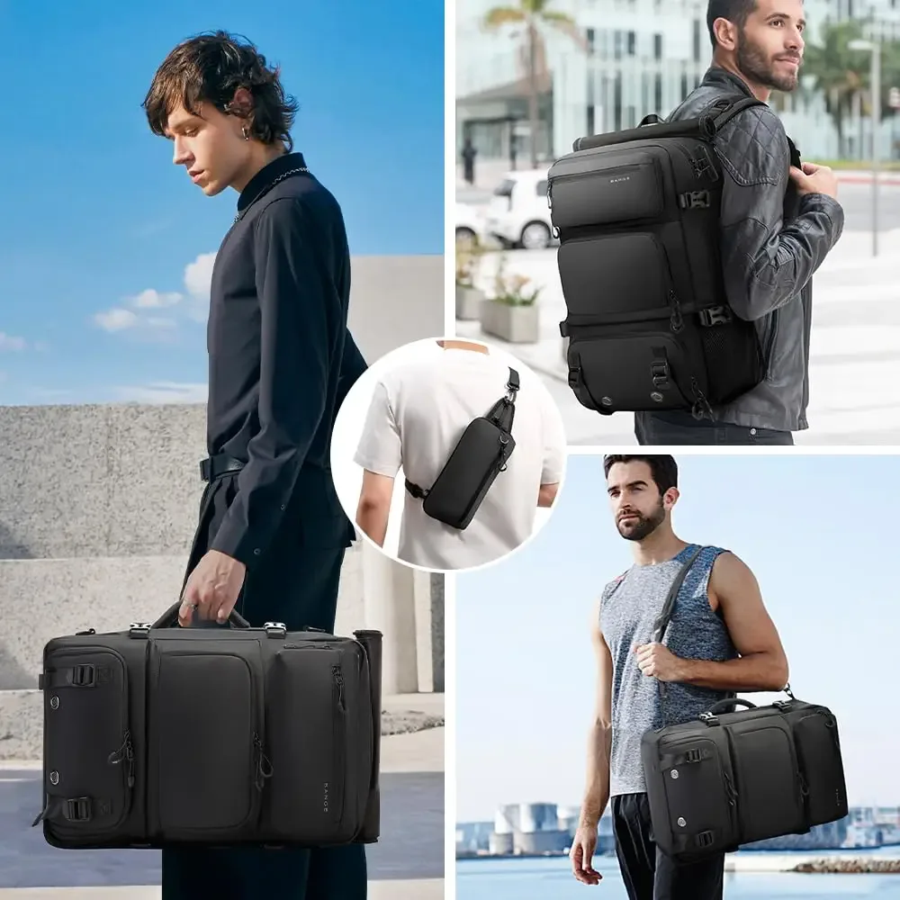 sac à dos pour ordinateur portable 2-en-1 bange avec sac bandoulière détachable, sac de voyage professionnel multi-usage en tissu oxford hydrofuge avec poche à chaussures