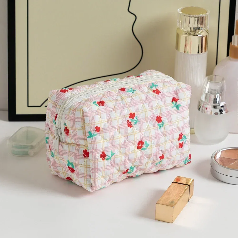 trousse de maquillage à imprimé floral pour femme, trousse de rangement pour rouge à lèvres, trousse à cosmétiques, trousse de beauté, trousse de voyage pour poudres de maquillage, trousse de toilette