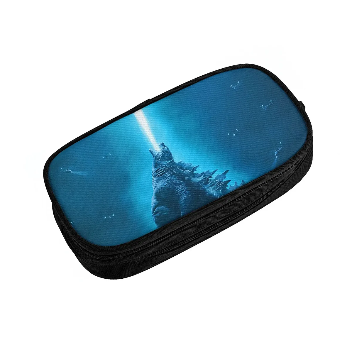 Pochette Voyage Motif Godzilla Imprimé Bleu Noire Polyester Grande Capacité Organisation Stylos Crayons Étudiants Utilisation Courante Transport Documents Scolaire