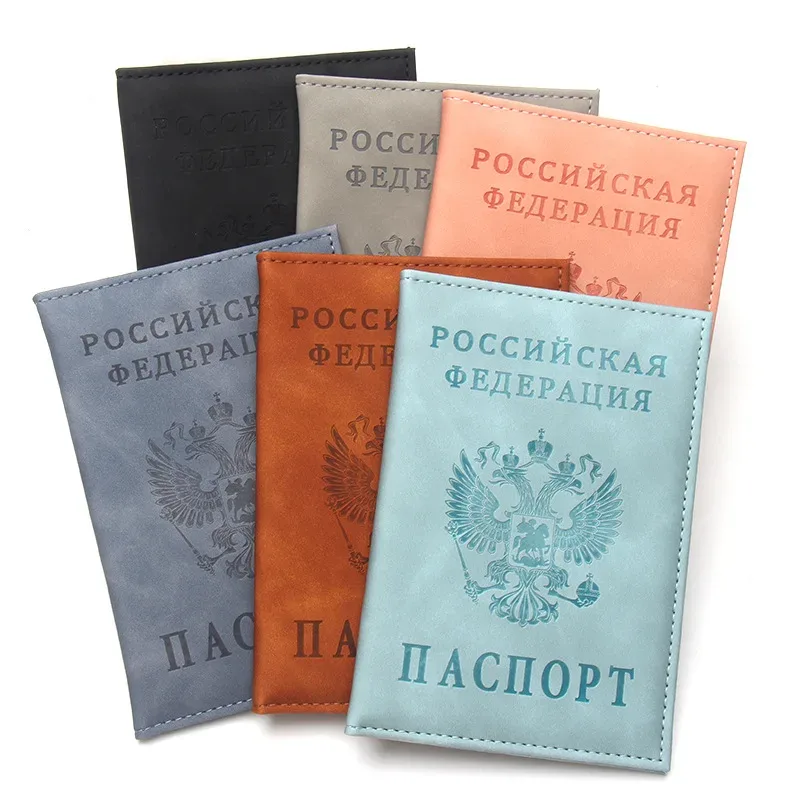 porte-passeport en cuir pour hommes et femmes, style fédération russe, étui pour passeport, porte-carte d'identité, porte-billet