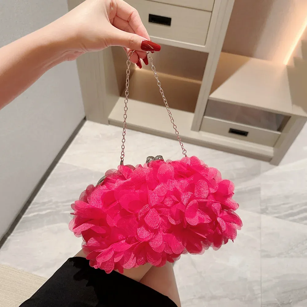 fleur dîner sac à main concepteur chaîne florale bandoulière mariée sac à main embrayages femme pétale soirée pochette robe de mariée sac