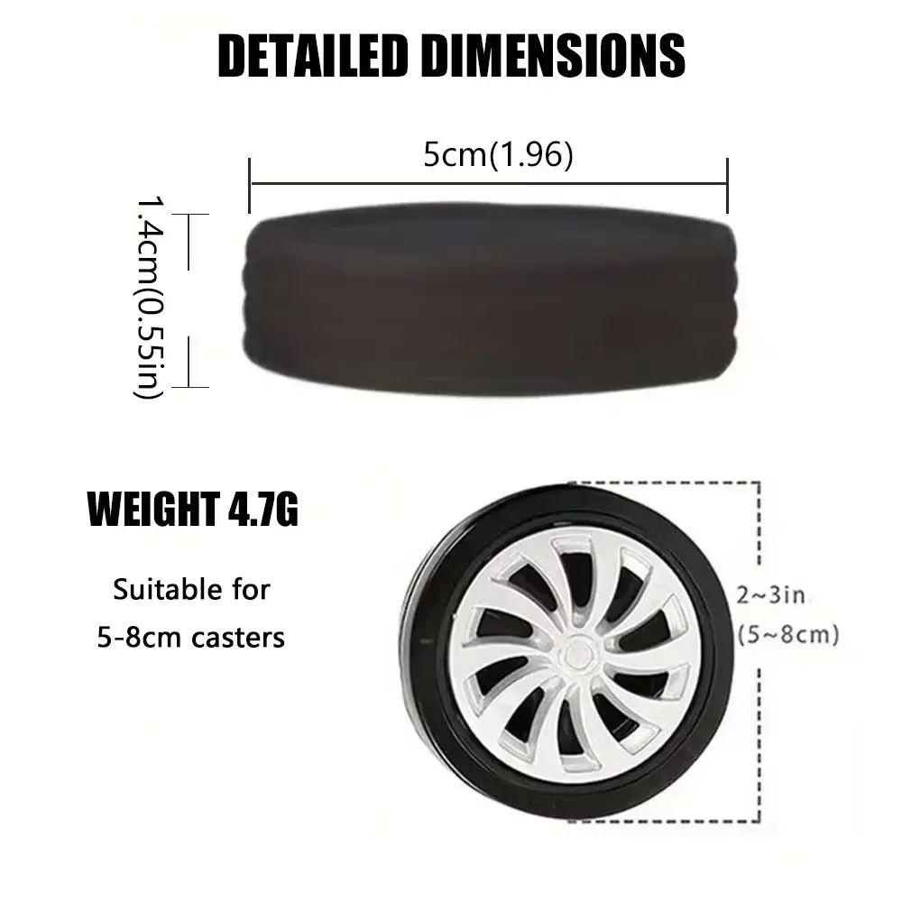protection roulette silicone silencieuse caoutchouc noir accessoire bagage voyage valise chariot safeguard rollers voyage suitcase