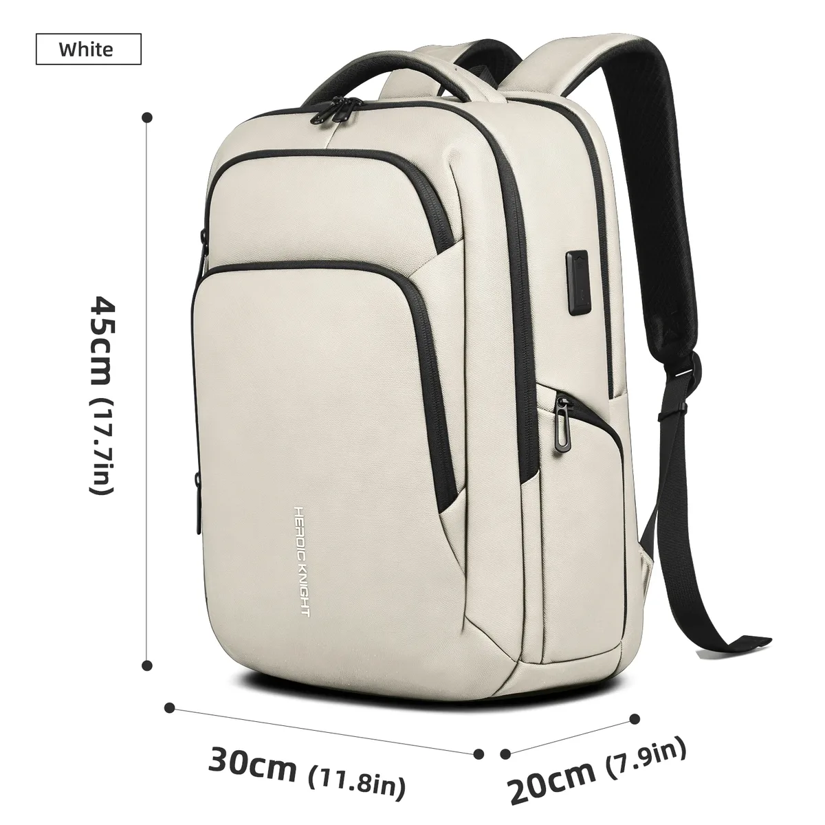 sac à dos pour ordinateur portable heroic knight pour le travail, tissu oxford imperméable, grande capacité avec charge usb, sac à dos portable pour homme