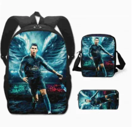 sac à dos d'école r-ronaldos pour enfants, sacs à bandoulière, sac à crayons-cr 7, sac à livres léger et décontracté pour garçons et filles, meilleur cadeau