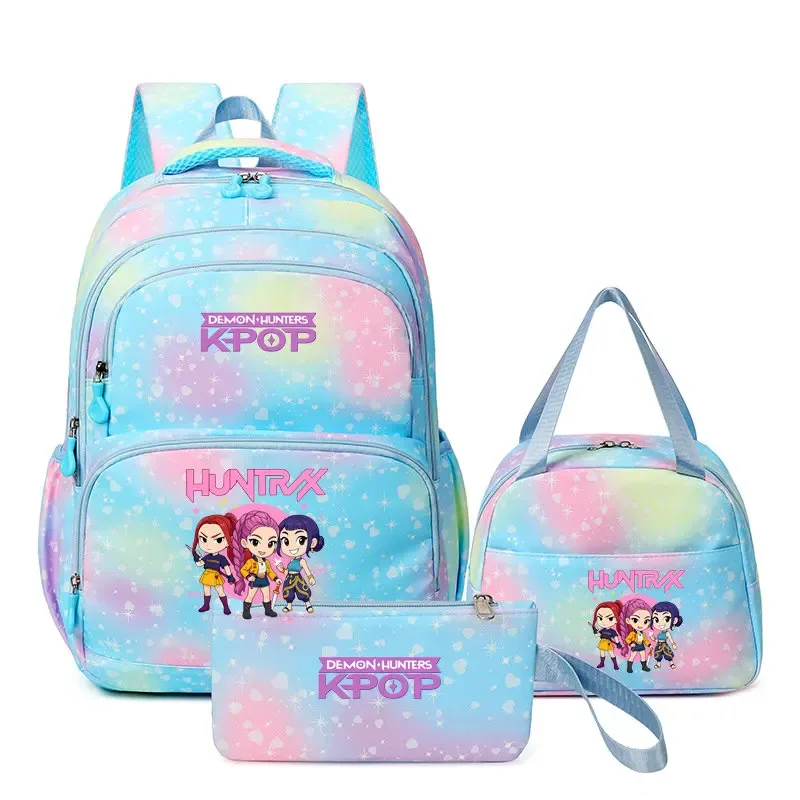 kpop demon hunters – sac à dos pour ordinateur portable pour filles, 3 pièces, sac à dos huntr/x pour adolescents, garçons et femmes, mochila de voyage pour usage quotidien