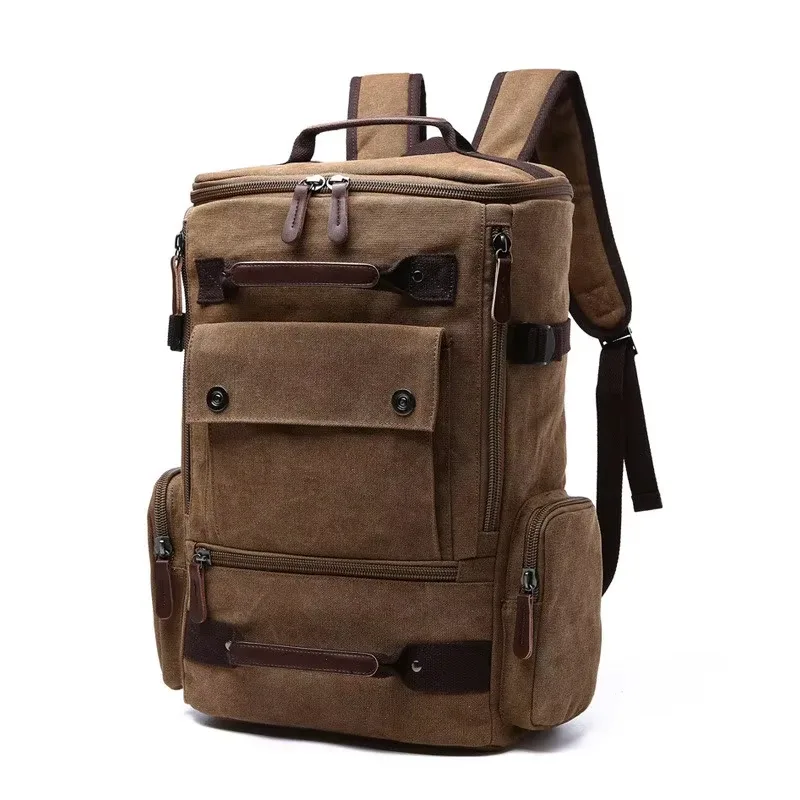 sac à dos vintage en toile pour hommes, sac à dos pour ordinateur portable de 15,6 pouces, sac de voyage de grande capacité, cartable élégant pour étudiants