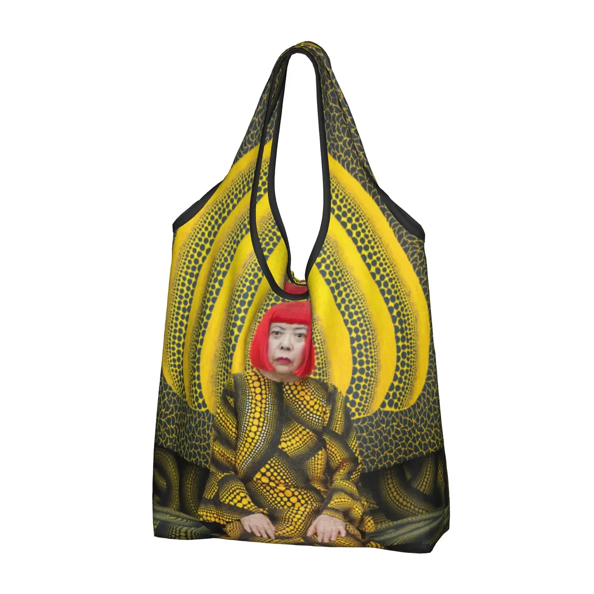 sac de courses abstrait yayoi kusama, sac fourre-tout mignon à bandoulière, grande capacité, sac à main portable à pois